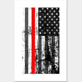 USA Thin Red Line Flag Posters and Art